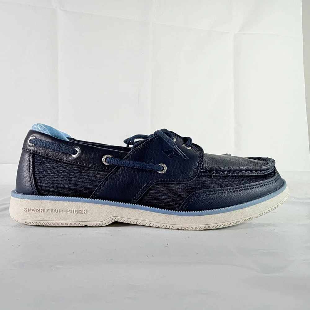 Sperry Surveyor 2-Eye Navy Blue Leather Boat Shoes Men's 12 W New in Box